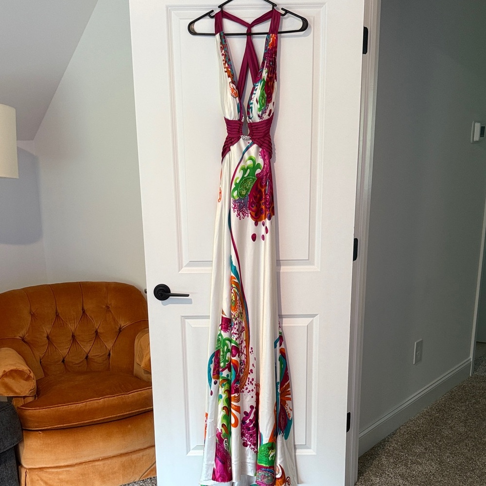 Cache Multicolor Halter Prom Dress